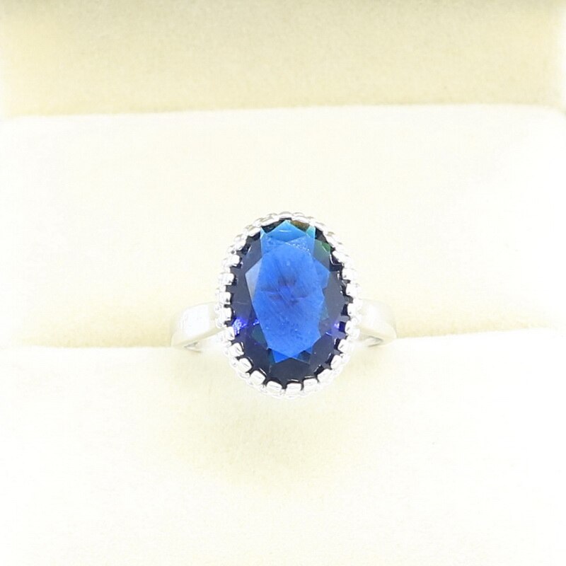 925 Silver Blue Sapphire Jewelry Set for Women Free Ring Necklace Pendant Wedding Jewelry