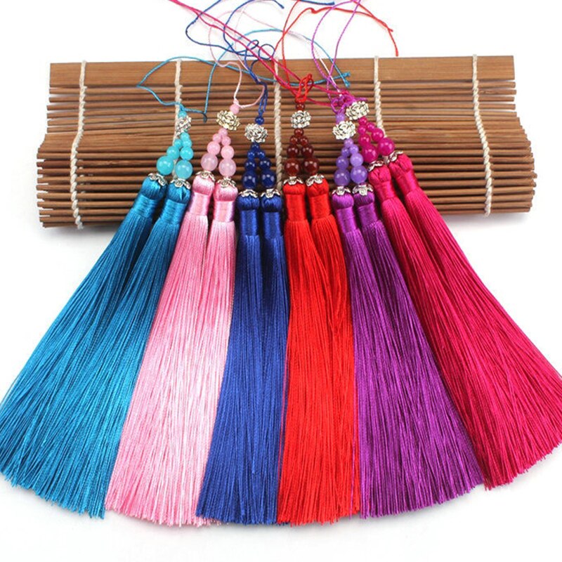 1Pcs 15cm Doppel Quaste Pinsel Anhänger Zubehör für DIY Schmuck Machen Seide Satin Quaste Handarbeit Handwerk Erkenntnisse Lieferant