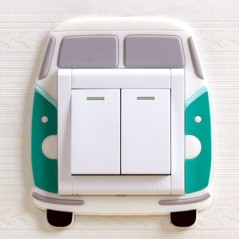Cartoon Car Watermelon Switch Sticker Glow in Dark Wall Decor Double Switch Cover Sticker Home On-Off and Socket Protect Cover: 04