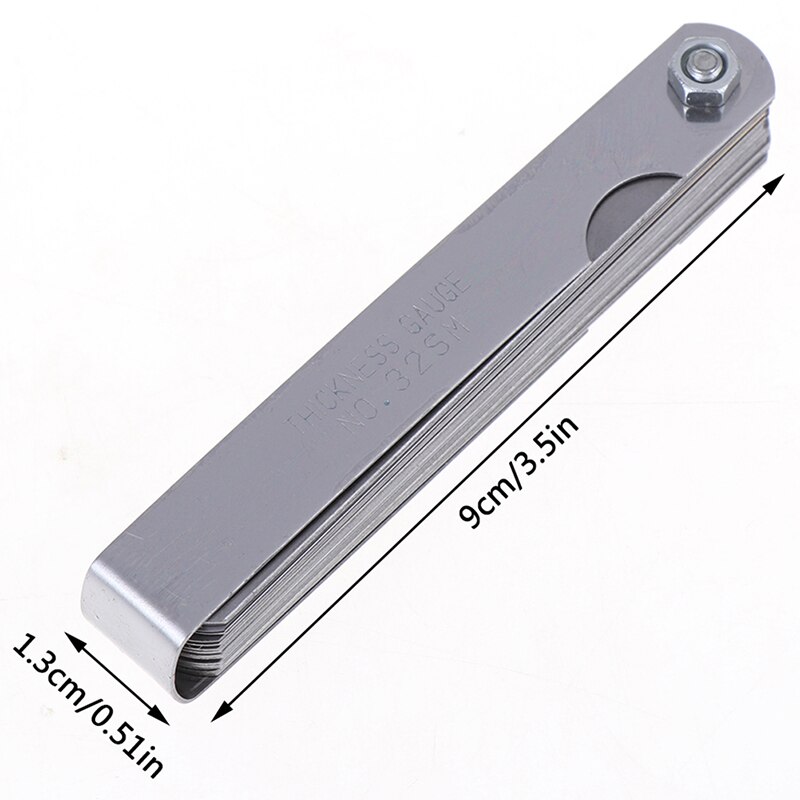 1set Stainless Steel 32 Blades Feeler Gauge Metric Gap Filler 0.04-0.88mm Thickness Gage For Measurement Gauging Measuring Tool