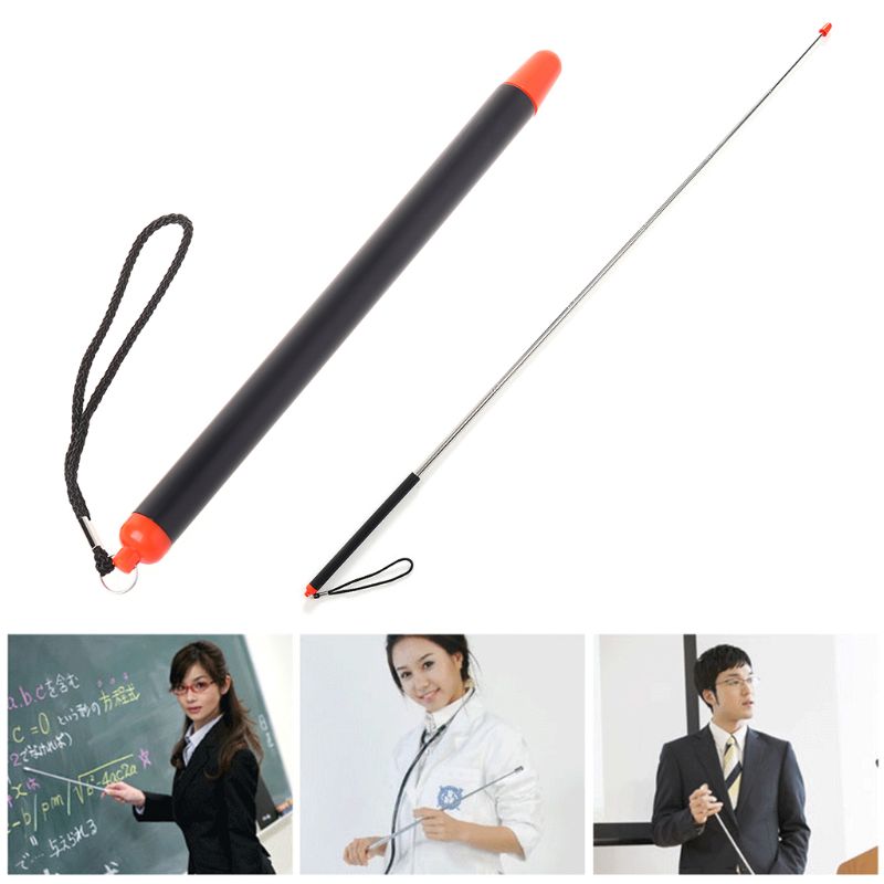 Telescoping Teacher Pointer Pole Stick Stainless Steel Extending Retractable Whiteboard Hand Teaching Supply