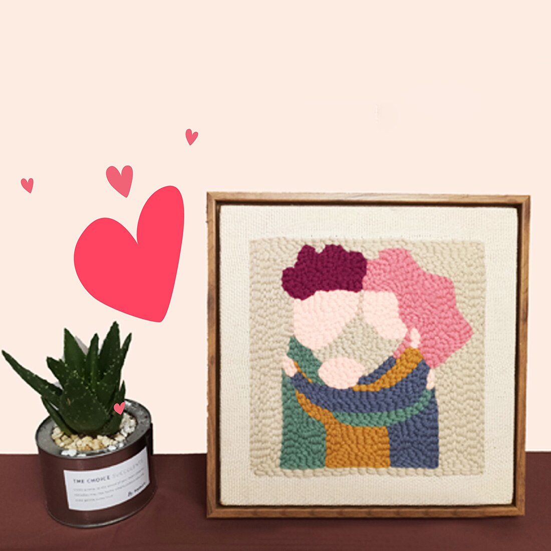 Diy Breien Wollen Kleed Haken Handwerk Wollen Borduren Met/Zonder 26X26 Cm Houten Frame Punch Naald Foto frame