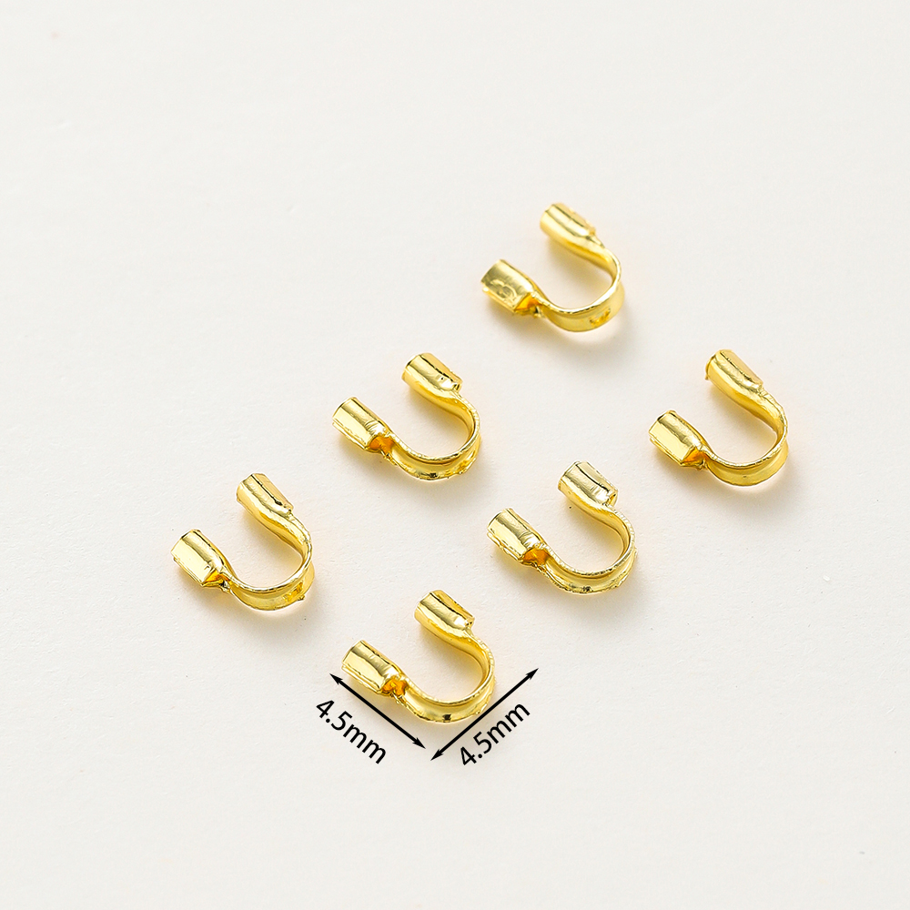 14K/18K Gold Plated Brass Wire Protectors Wire Guard Protector Loop U Shape Clasps Connector for DIY Jewelry Making Accessories