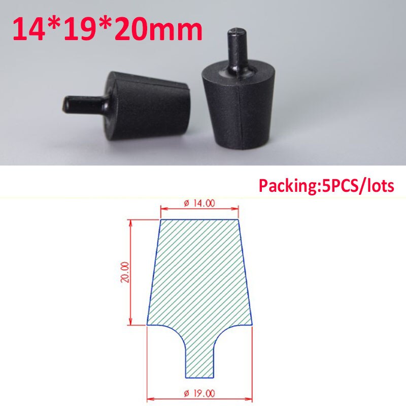 Tapones Cónicos de goma de silicona negra, Tapón cónico, tapas de cierre, junta de sellado: 14x19x20mm