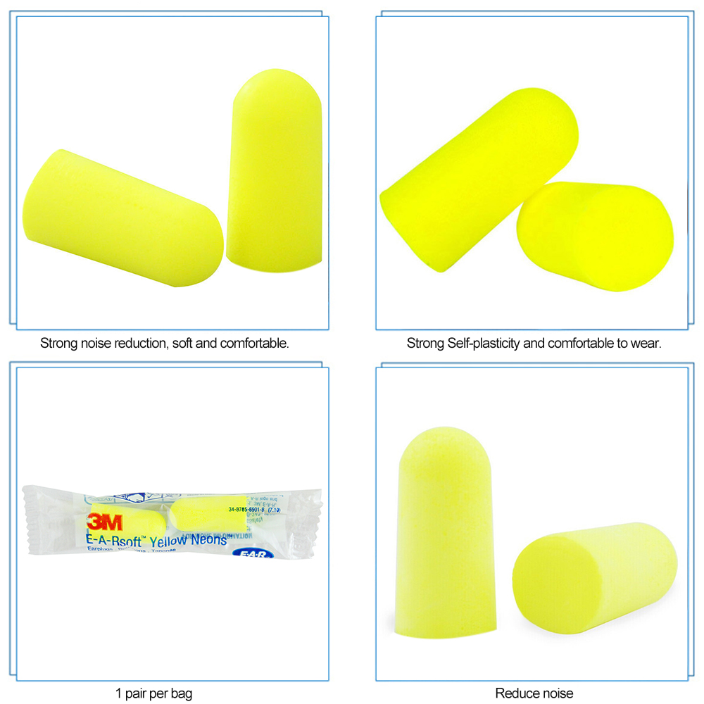 3M 312-1250 Foam Ear Plug Uncorded Earplugs 33dB Noise Reduction Rating 10 Pairs Individual Packaging