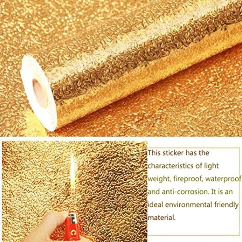 40*100CM Kitchen Oil-proof and Waterproof Self-adhesive Wallpaper Aluminum Foil Self-adhesive Large Drawer Mat Kitchen Tool