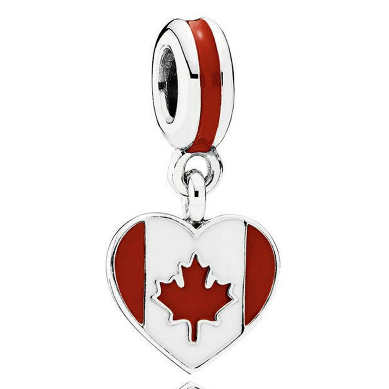 DIY Charm France Germany Spain USA Russia Love Heart Flag Pendant 925 Sterling Silver Bead Fit Original Bracelet Jewelry: 10