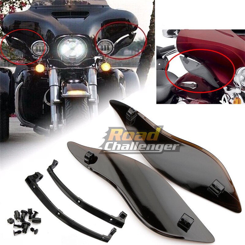 Adjustable Fairing Side Wings Air Deflectors Motorcycle Windshield For Harley Touring Electra Street Tri Glide 15 16