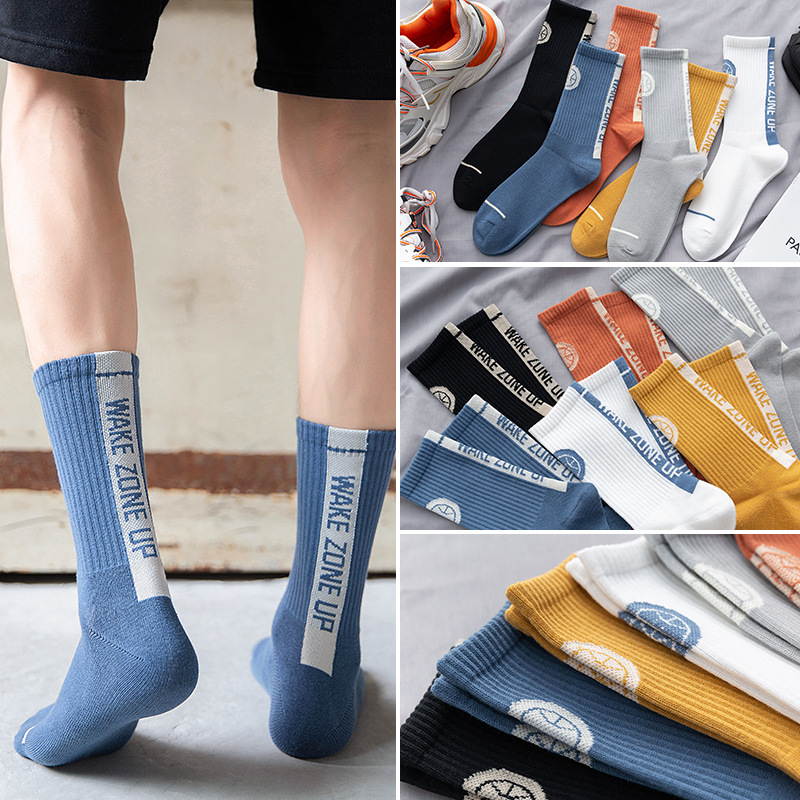 Hss Lente En Herfst Letters Kleur Bijpassende Casual Sokken Mode Ademende Mannen Sport Sokken