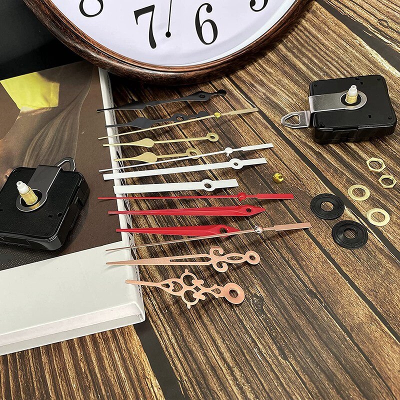 2 Pack Silent Quartz Clock Movement,Wall Clock Motor Replacement DIY Repair Parts,Long and Short Axis Clock Mechanism