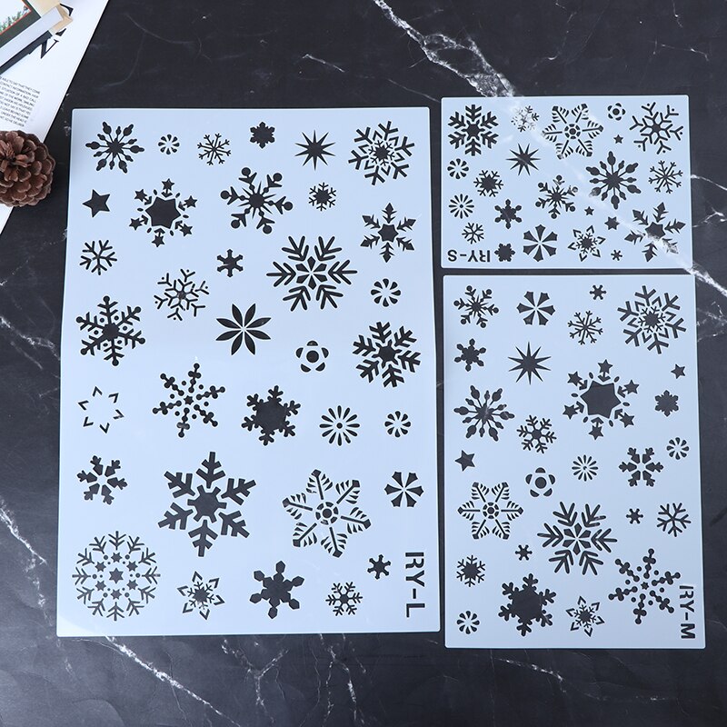 S M L śnieg święta bożego narodzenia śnieżynka DIY szablony warstwowe malowanie kolorowanka szablon zimowy wytłaczanie dekoracyjne