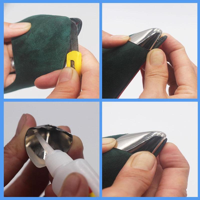 1 par de zapatos con protección para los dedos del pie, Clips de zapatos de Material metálico dorado y plateado para decoraciones, tacones altos, Accesorios de reparación rotos