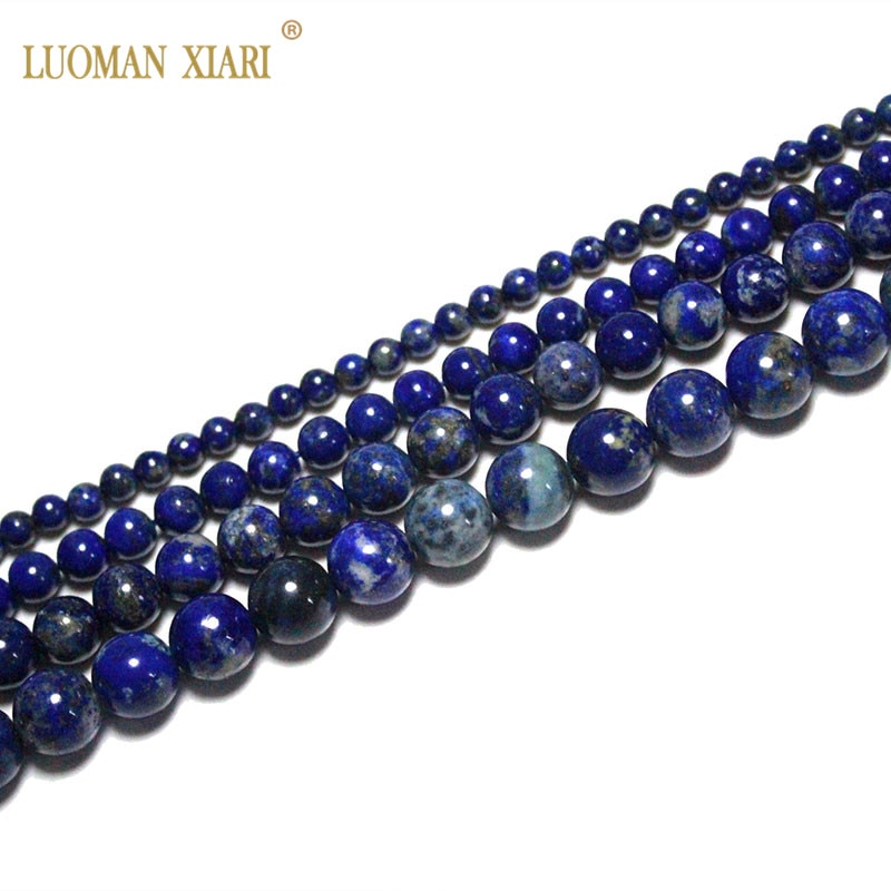 Fine 100% Natural Top Lapis lazuli the color is natural Round Stone Beads For Jewelry Making DIY Bracelet Necklace 4/6/8/10 mm