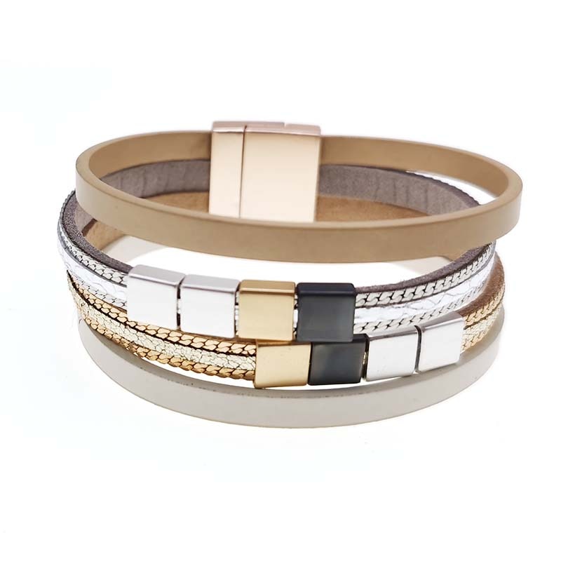 Mode Lederen Armbanden Voor Vrouwen Femme Armbanden & Bangles Faux Fur Wide Multilayer Wrap Armband Vrouwelijke Sieraden