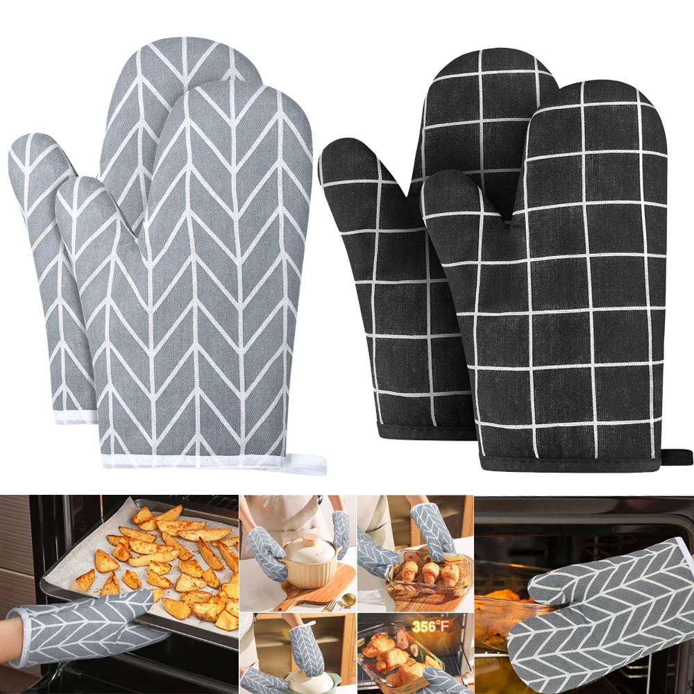 Ofen-Backhandschuhe, Ofenhandschuhe, Mikrowellenherdhandschuhe, hochtemperaturbeständige Leinenhandschuhe, Küchen-Backwerkzeuge, Backgeschirr