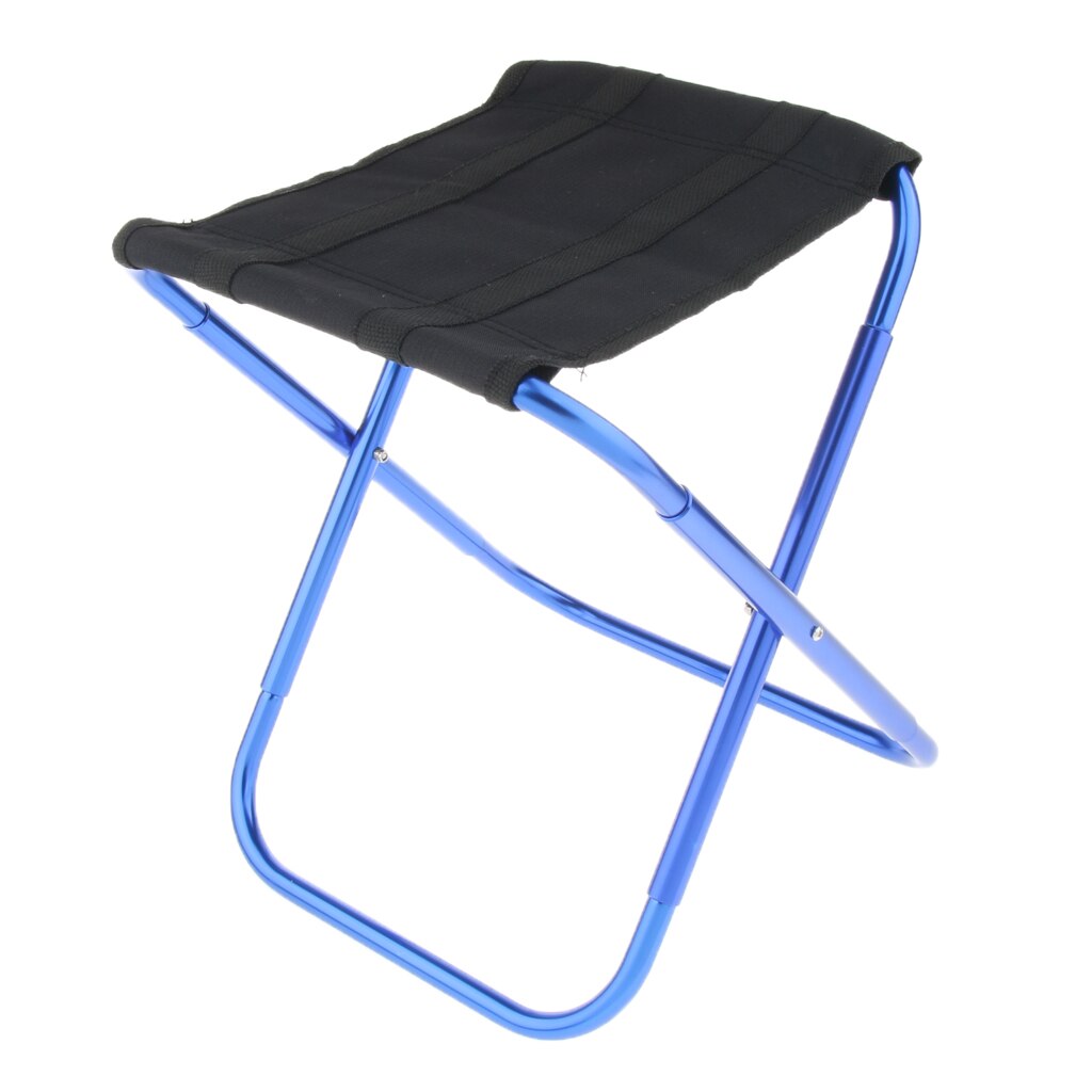 Bærbar legering folde stol ultralet udendørs camping skammel sæde til udendørs fiskeri camping vandreture: Blå