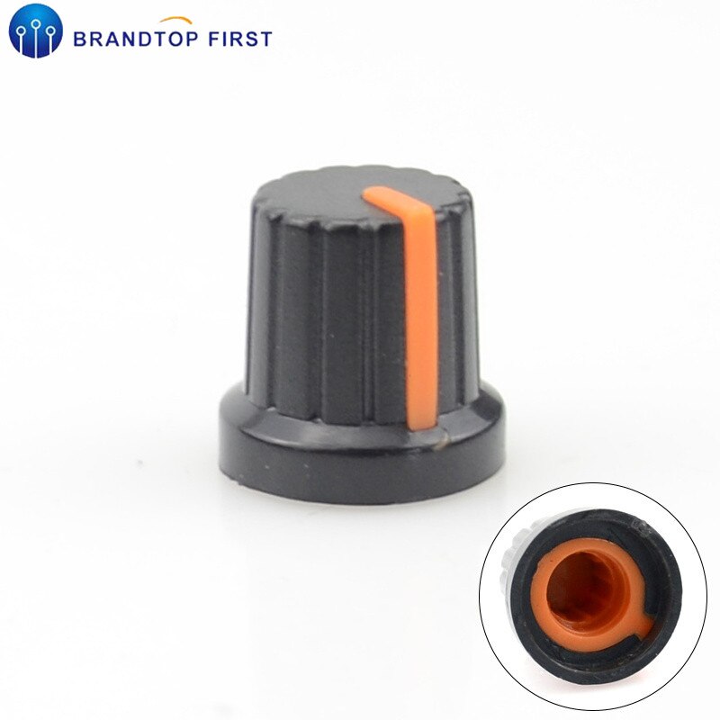 Tapones de perillas moleteados de plástico de 6mm de diámetro, Agujero del eje, potenciómetro: Naranja