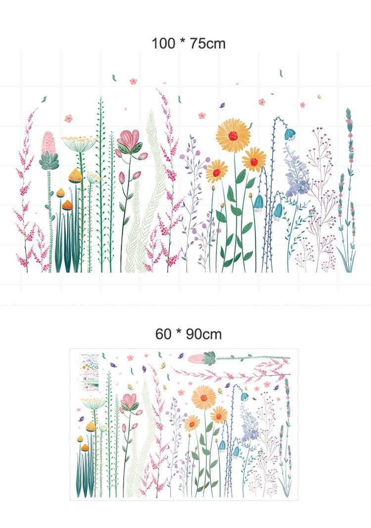 Tofok Plant Leaves Flowers Wall Sticker DIY Pastoral Style Home Sofa TV Background Art Mural Decal Window Door Closet Decoration