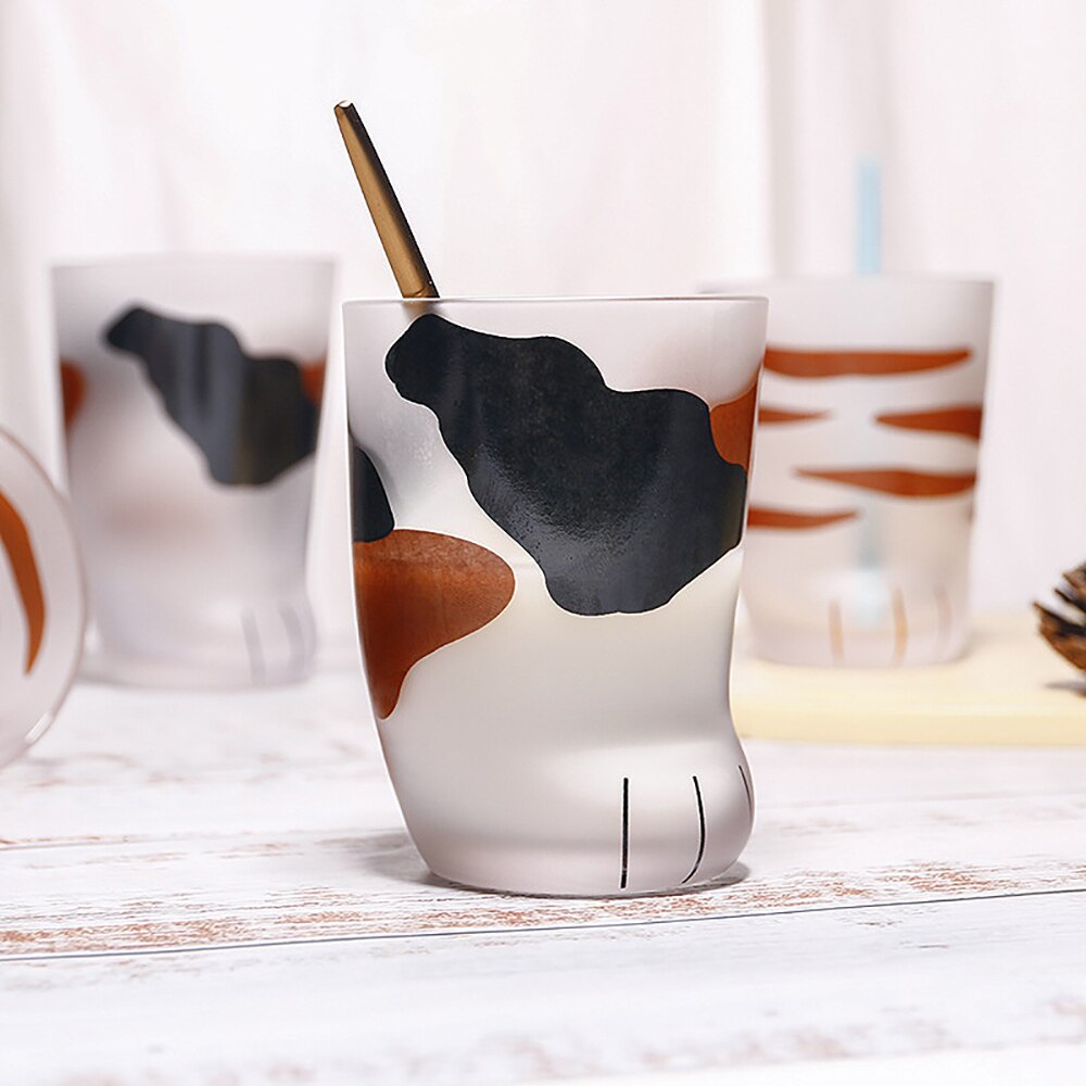 230/300ml kattklo kopp melk glass frostet glass kopper søte katter fot klo utskrift krus katt gryte til frokost kaffe låve melk