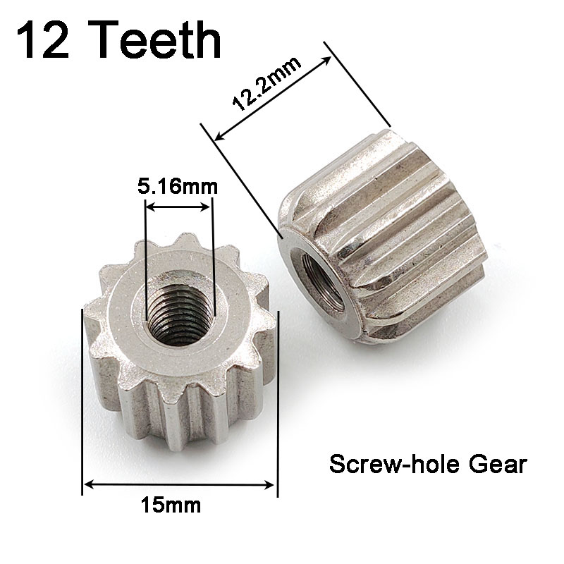 Tandhjul Rustfrit Stål 12 Tænder - OD15mm x 12mm - Reservedel til Køkkenmaskine