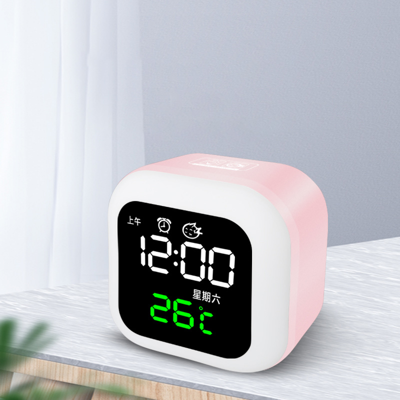TIMESS Kids Alarm Clock Cute Digital Alarm Clock Kids Bedside Clock Kids Sleep Trainer Wake Up Night Light Electronics: pink