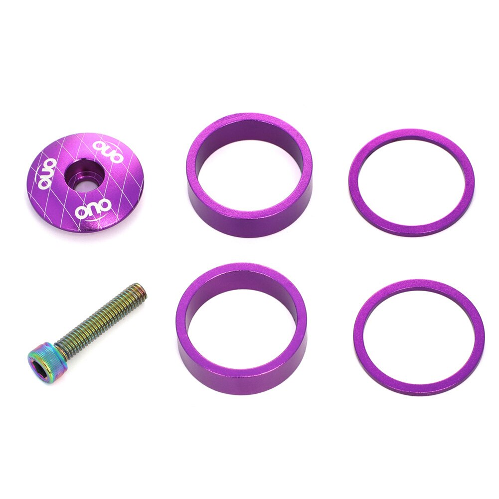 Mtb Fiets Stuurpen Top Cap Headset Cover Met Schroef Kits Aluminium Vork Ring Mountain Road Mtb Fiets Onderdelen: Purple 2mm10mm