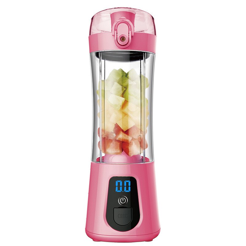 380ml 4 blade draagbare blender juicer machine mixer elektrische mini usb voedsel processor juicer smoothie blender cup maker sap: Pink