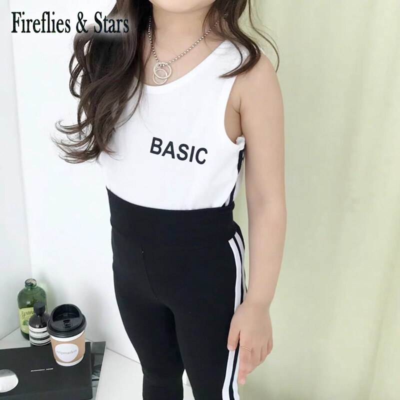 Leggings d'été pour filles, Mini Leggings pour enfants, longueur aux genoux, vêtements de sport très extensibles, rayures latérales, de 2 à 6 ans