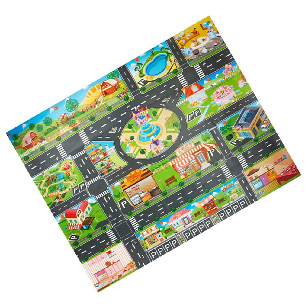 Children Playing Mat Floor Game Baby Crawling Mat Pad 130*100CM Waterproof Kids Traffic Road Sign Car Parking Lot Boy Toys