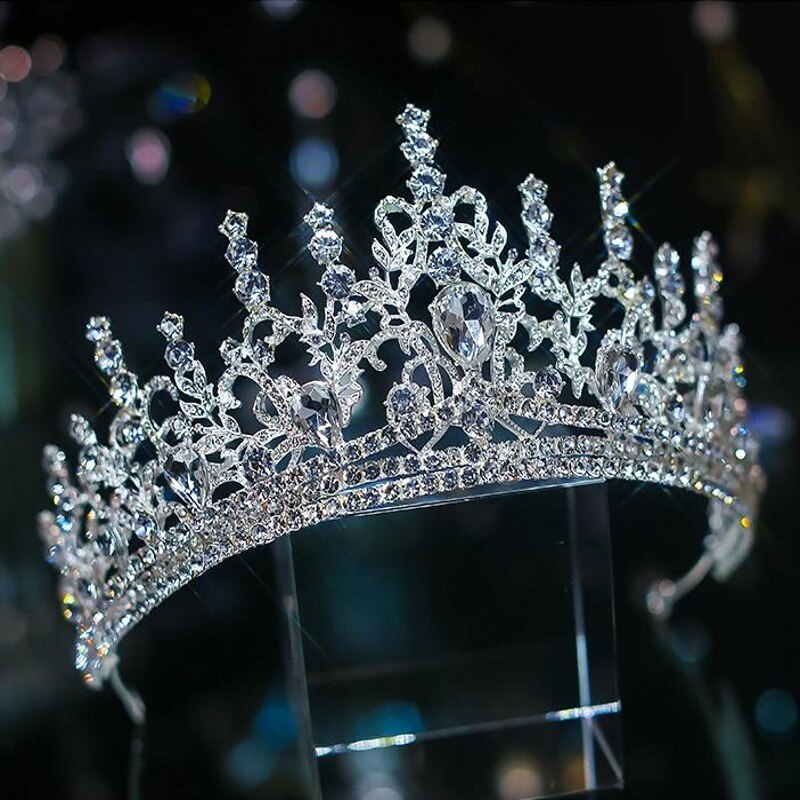 Diadèmes de mariée en cristal de couleur argent, couronne de luxe, strass, diadème de concours, couvre-chef, accessoires pour cheveux de mariage