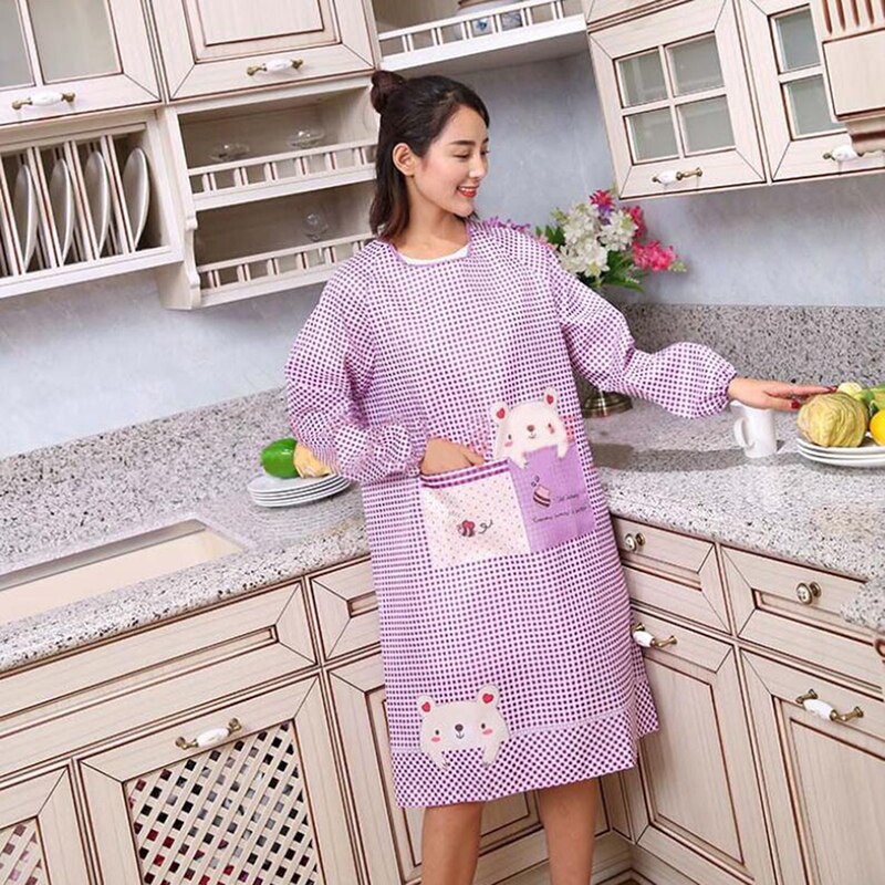 Delantal de cocina con cremallera de manga larga para hombre y mujer, mono impermeable y resistente al aceite, ropa protectora, bata para adulto