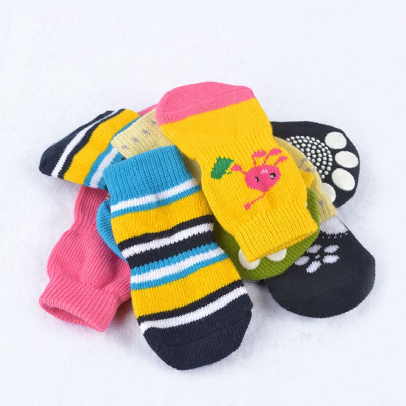 4 stks/set Zachte Warme Hond Sokken Mooie antislip Honden Sok Kleding Apparels