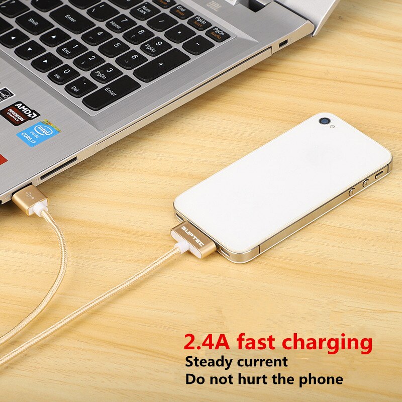SUPTEC USB kabel dla iPhone 4 s 4S 3GS iPad 2 3 ipod nano dotykowy szybkie ładowanie 30 Pin oryginalny adapter do ładowarki ładowarka kabel do transmisji danych
