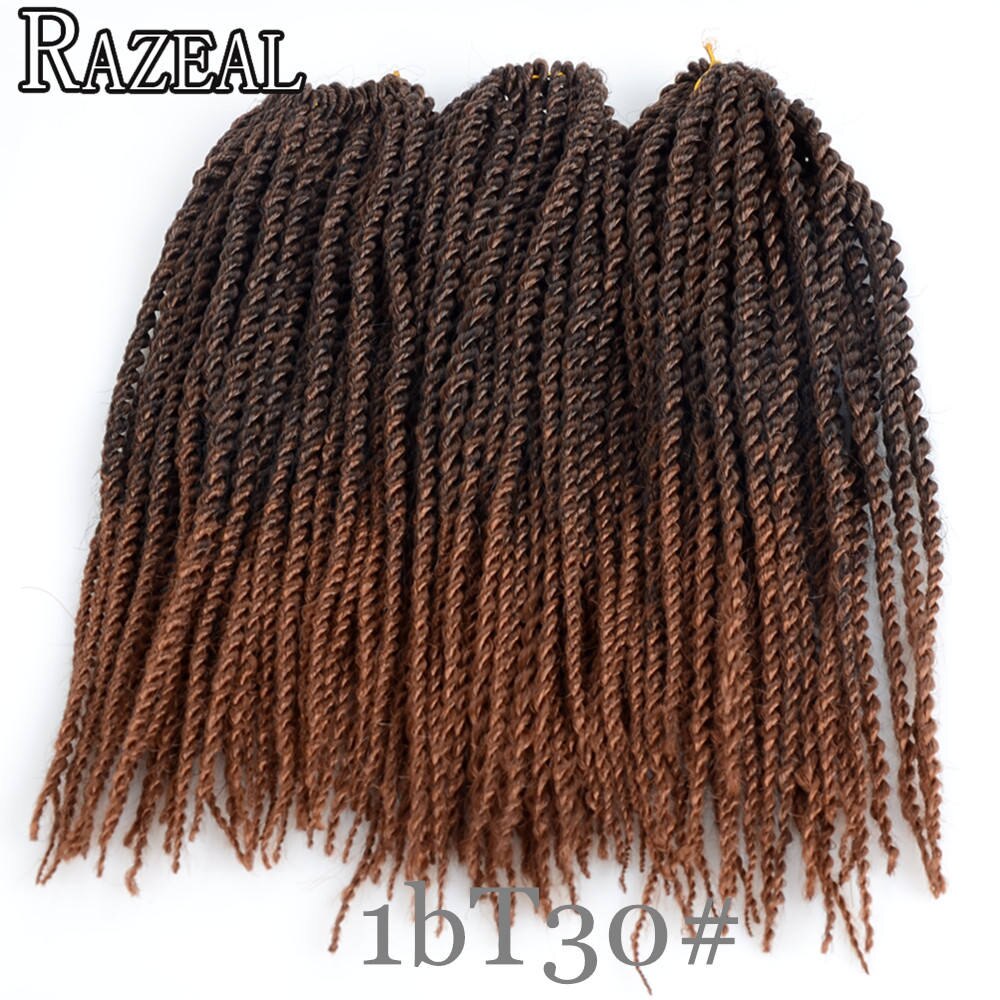 Razeal 85g/pack 5packs/lot Synthetic Hair Senegalese Twist Ombre Braiding Hair Extensions Crochet Braids 14inch 30strands/Pack: T1B/30