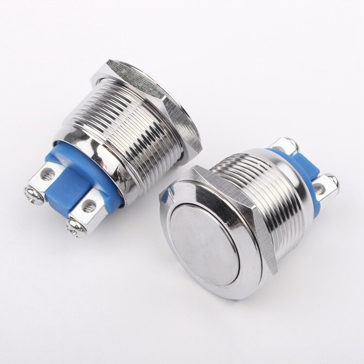 19mm Metal Push Button Switch IP66 Nickel Plated Brass Press Button Self Locking Normal Open High/Flat/Ball Rond Head Momentary