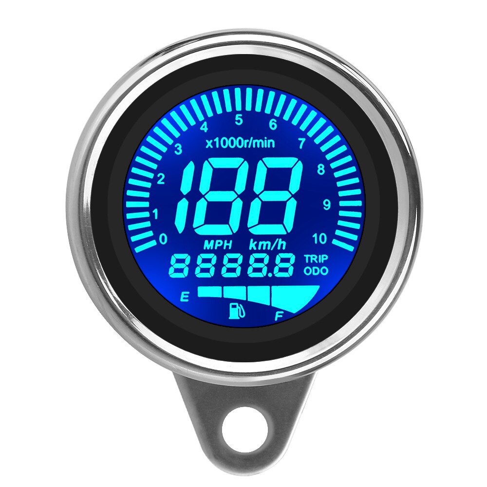 Dc 12V Scooter Atv Meter Retro Lcd Kilometerstand Led Lcd Toerenteller Universal Indicator Fuel Meter Motorfiets Digitale Snelheidsmeter