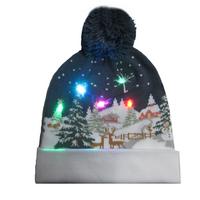 Gebreide LED Verlichting Kerst Hoed Gloeiende Hoed Vrolijk Kerstfeest Decoratie Jurk Xmas Cap Kleurrijke Licht Winter Warmer Wol Cap