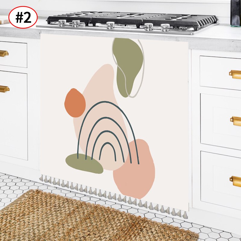 Demi-rideau nordique pour cuisine, rideaux courts à pampilles, décoration de porte d'armoire, garde-robe, anti-poussière, ornement de maison: S2 Short Curtain / 70x80cm