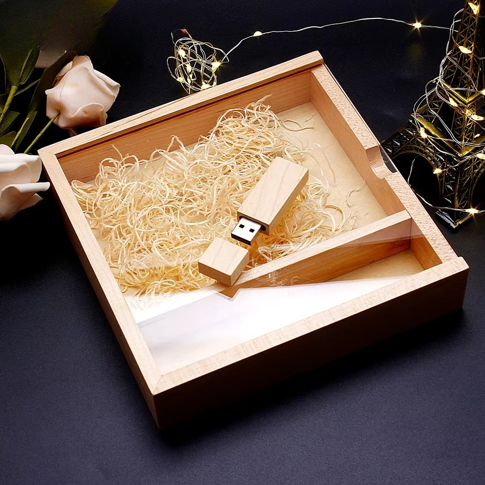 Snelle usb 3.0 flashdrive 128gb fotoalbum houten doos gratis logo op maat fotografie bruiloft jubileum externe