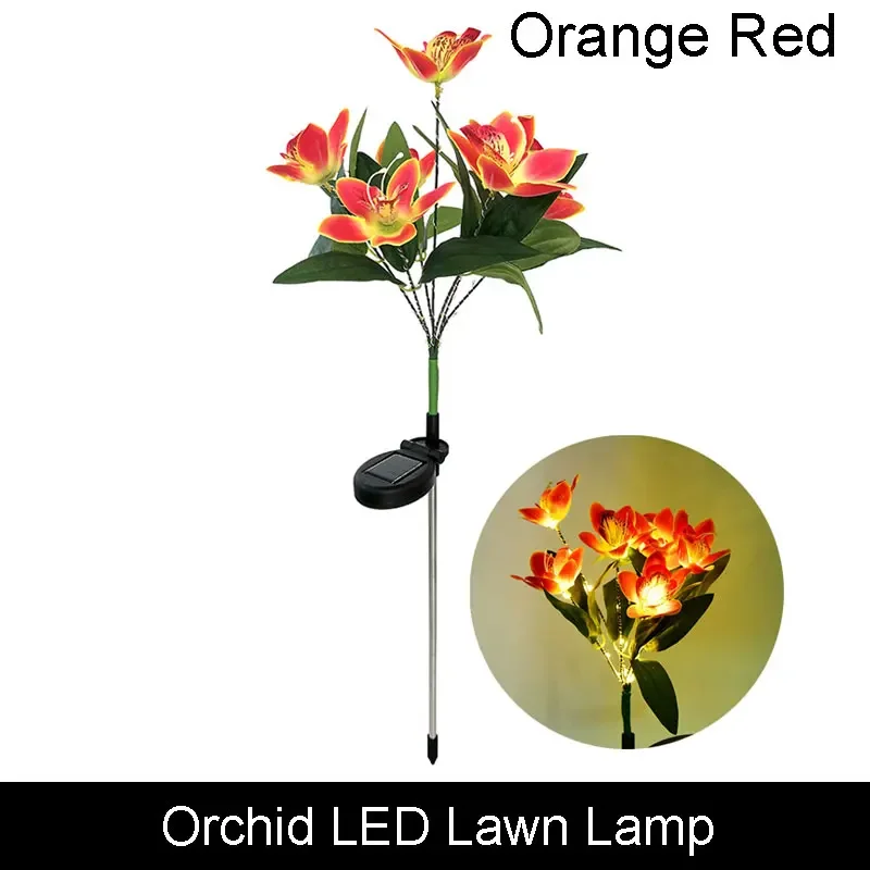 Estaca Solar de jardín de orquídeas y girasoles, luz LED decorativa impermeable para exteriores, para Patio, jardín, Patio, Pascua y Navidad, 1 ud.: Verde
