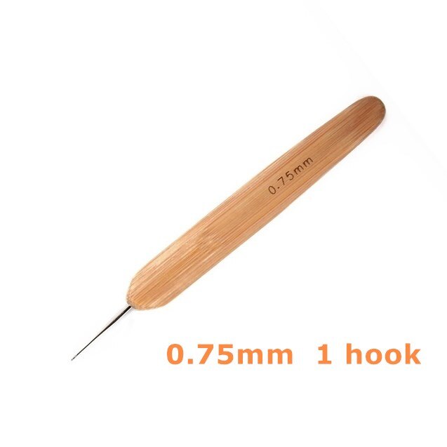 Pruik Naald Haak Haak Voor Pruik Dreadlock 1/2 Haken Naald Haarverlenging Hulpmiddel Braiders 0.5Mm 0.75Mm Bamboe Naald houder: 0.75mm 1 hook
