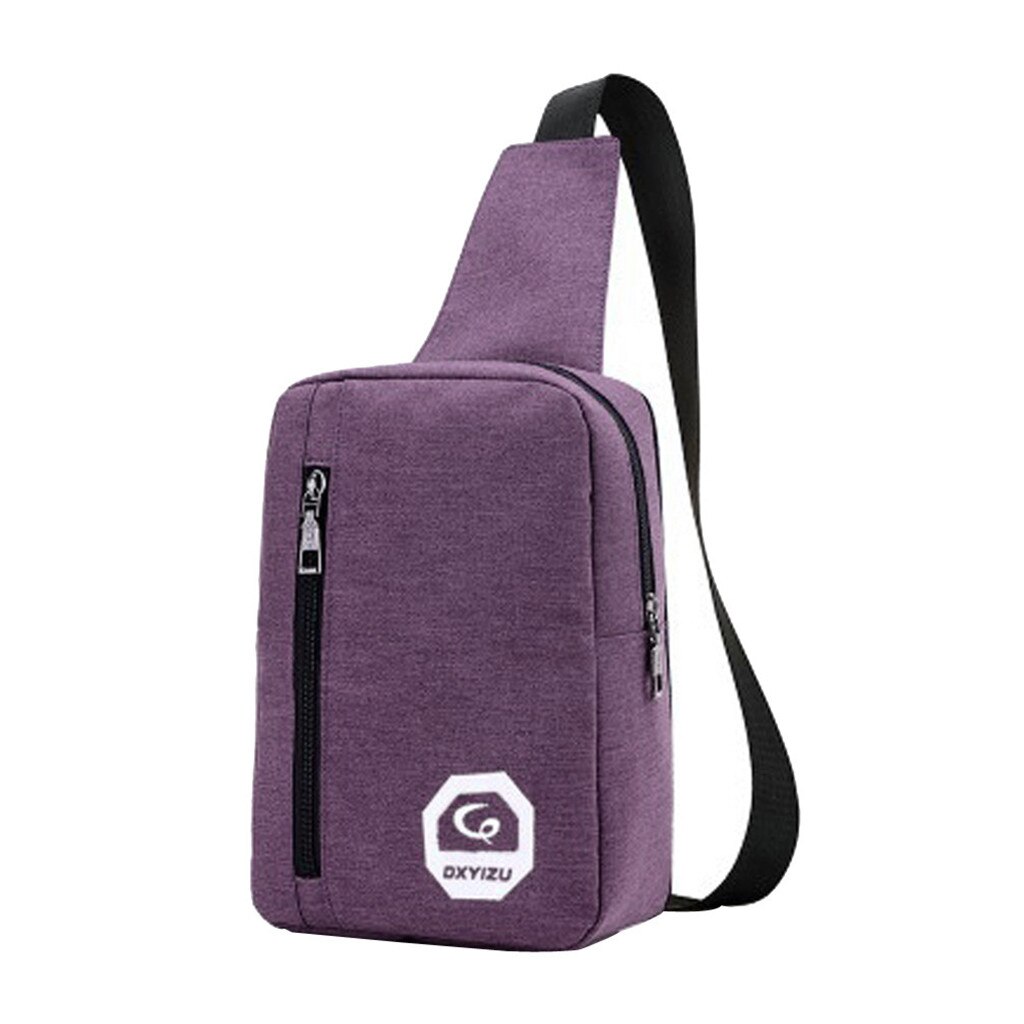 Bærbar canvas hovedtelefonstik afslappet sport crossbody størrelse 22 x 16 x 5cm skuldertaske brysttaske #25: Lilla