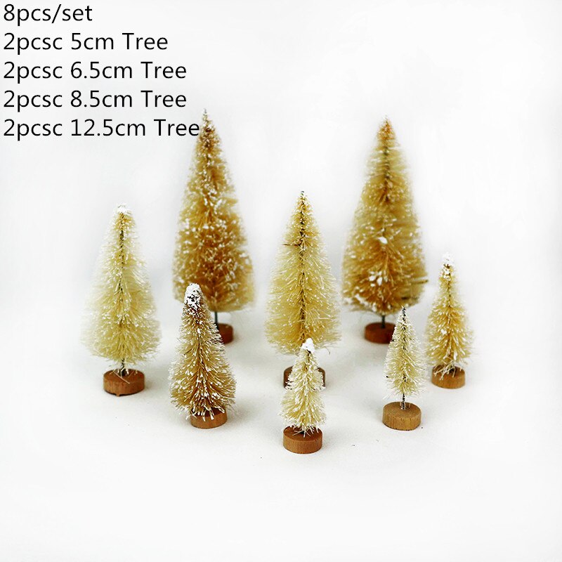 8 stk / sæt blandet størrelse juletræ 5cm/6.5cm/8.5cm/12.5cm juledekoration til hjemmet xmas festbord deco et lille fyrretræ: D2-8 stk