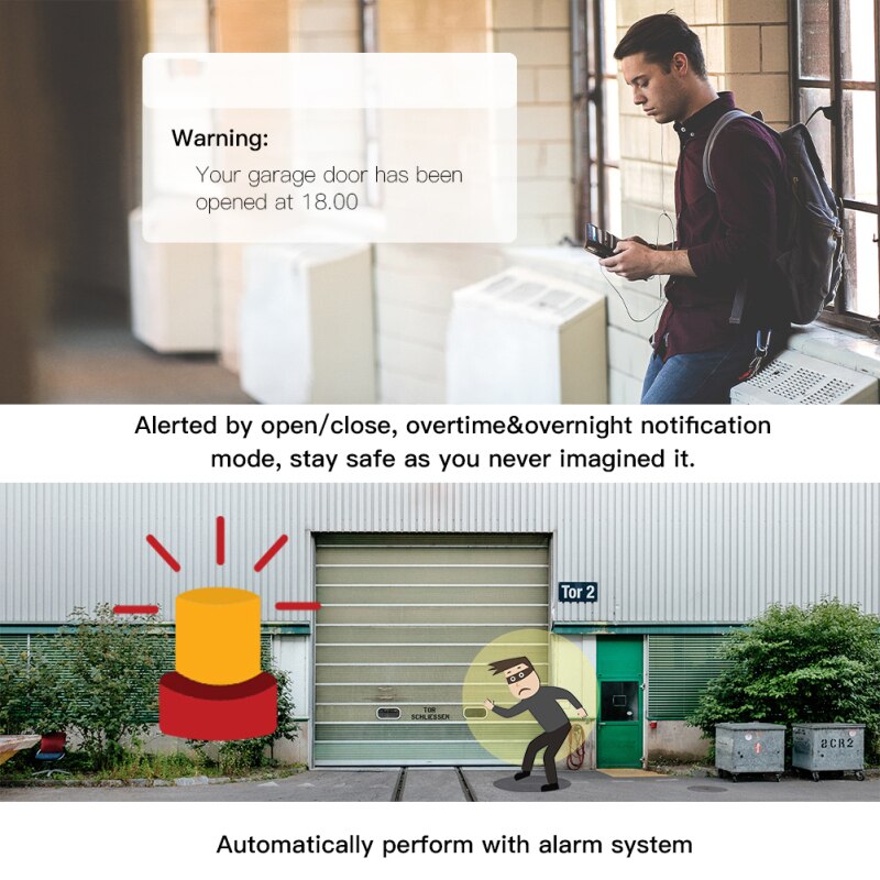 Tuya Smart Garagedeur Opener Wifi Elektrische Poort Motor Controller Met Open/Close Alarm Ondersteuning Alexa Echo Google smart Leven