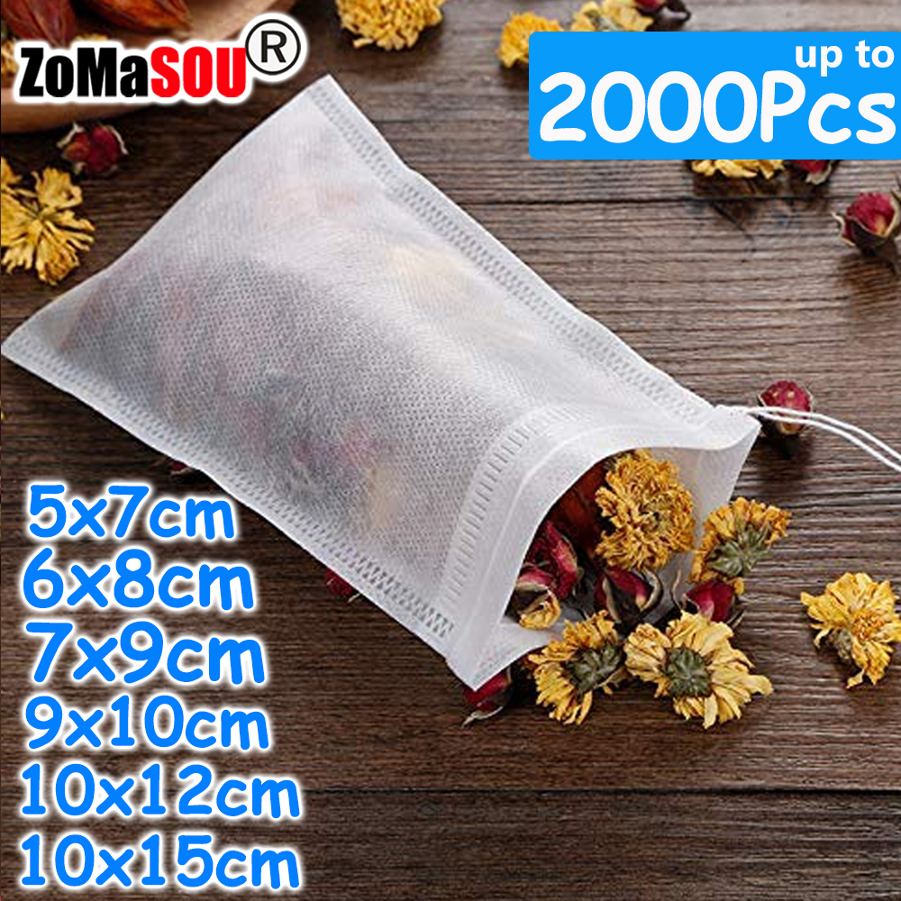 100-2000 Uds. Bolsas de té desechables con filtro, bolsas de té perfumadas con cuerda, papel sellado curativo para cocina, hojas sueltas, té, café, especias, hierbas