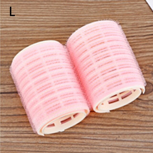 Flequillo de aire fijable, tubo rizador de plástico, plancha autoadhesiva mágica para rizar el cabello, figura perezosa, rizadores de pelo: Pink-L