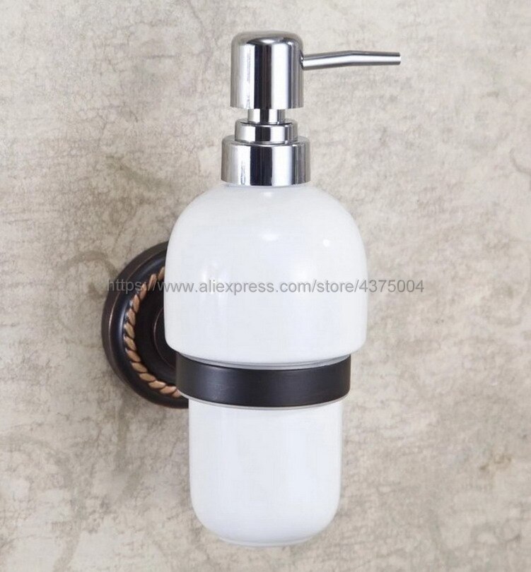 Oil Rubbed Bronze Bathroom and Kitchen Ceramic bottle liquid Soap Dispenser Wall Mounted Soap dispensers Holder rack Nba218