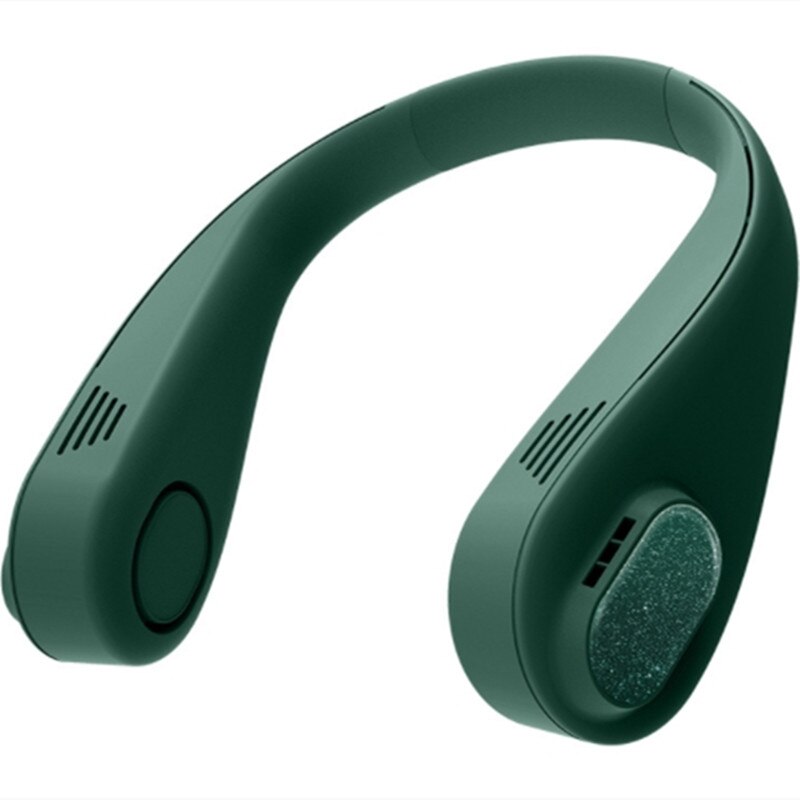 Bladeless Neck Fan - 4000mAh USB Rechargeable - Silent Portable Wearable Fan for Outdoor Sports: Green