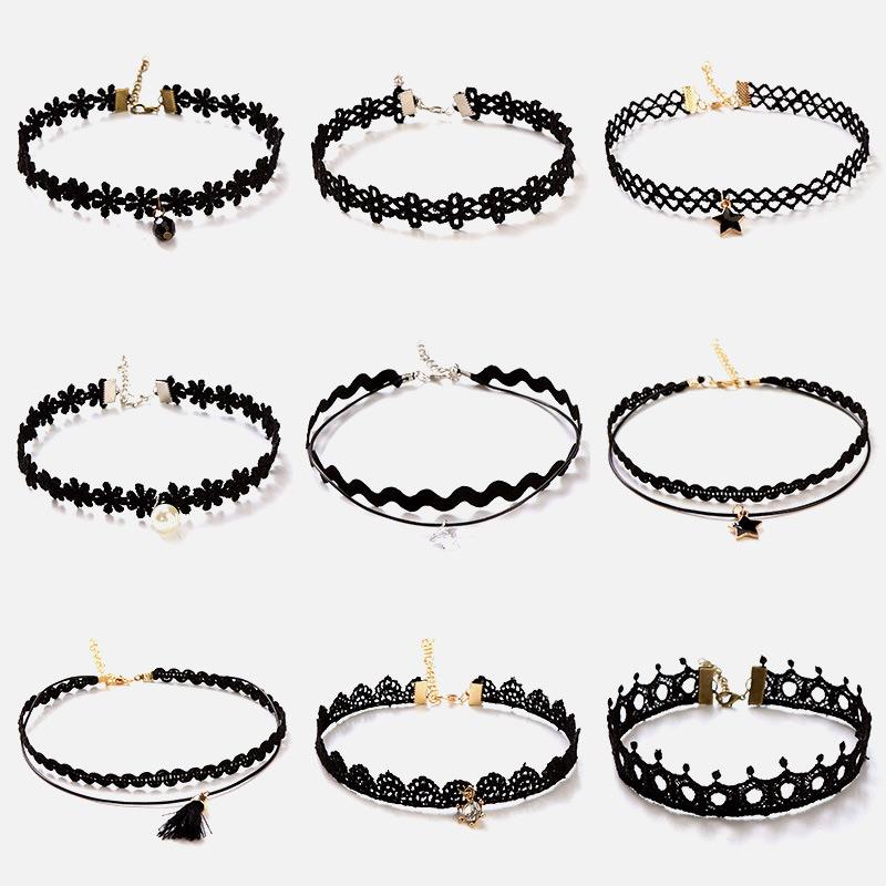 1PC Hübsche Mädchen Schwarz Multi Schicht Spitze Halskette Kinder Exquisite Gothic Stretch Choker Schmuck Kinder Halskette