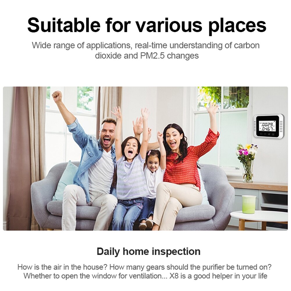 Large LCD display Carbon Dioxide Detector Digital CO2 Detector Multifunctional Formaldehyde Tester Air Monitor Analyzer